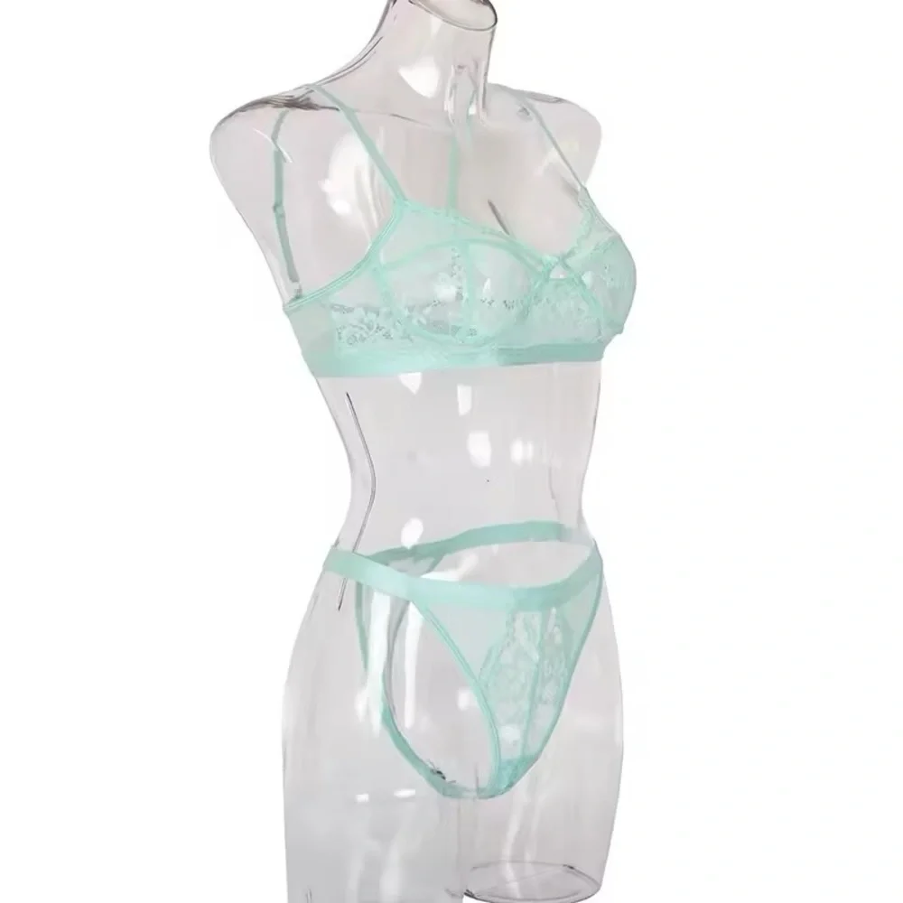 Mint Green Lace Everyday Bra + Panty Lingerie Set - Picture 4 of 8